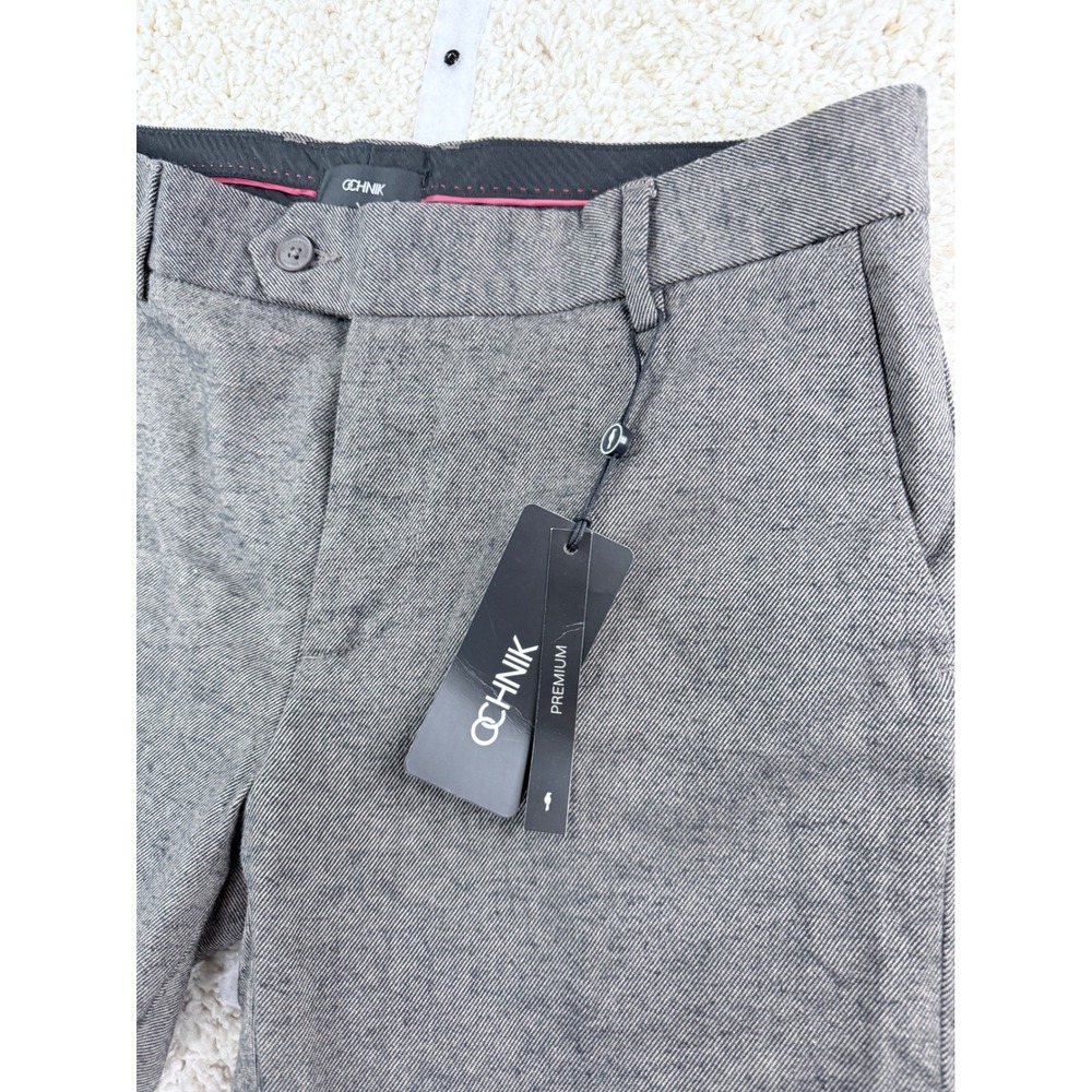Mens 34 Ochnik Chino Pants Cotton Gray Slim Fit Dress Trousers W34 L32 NWT